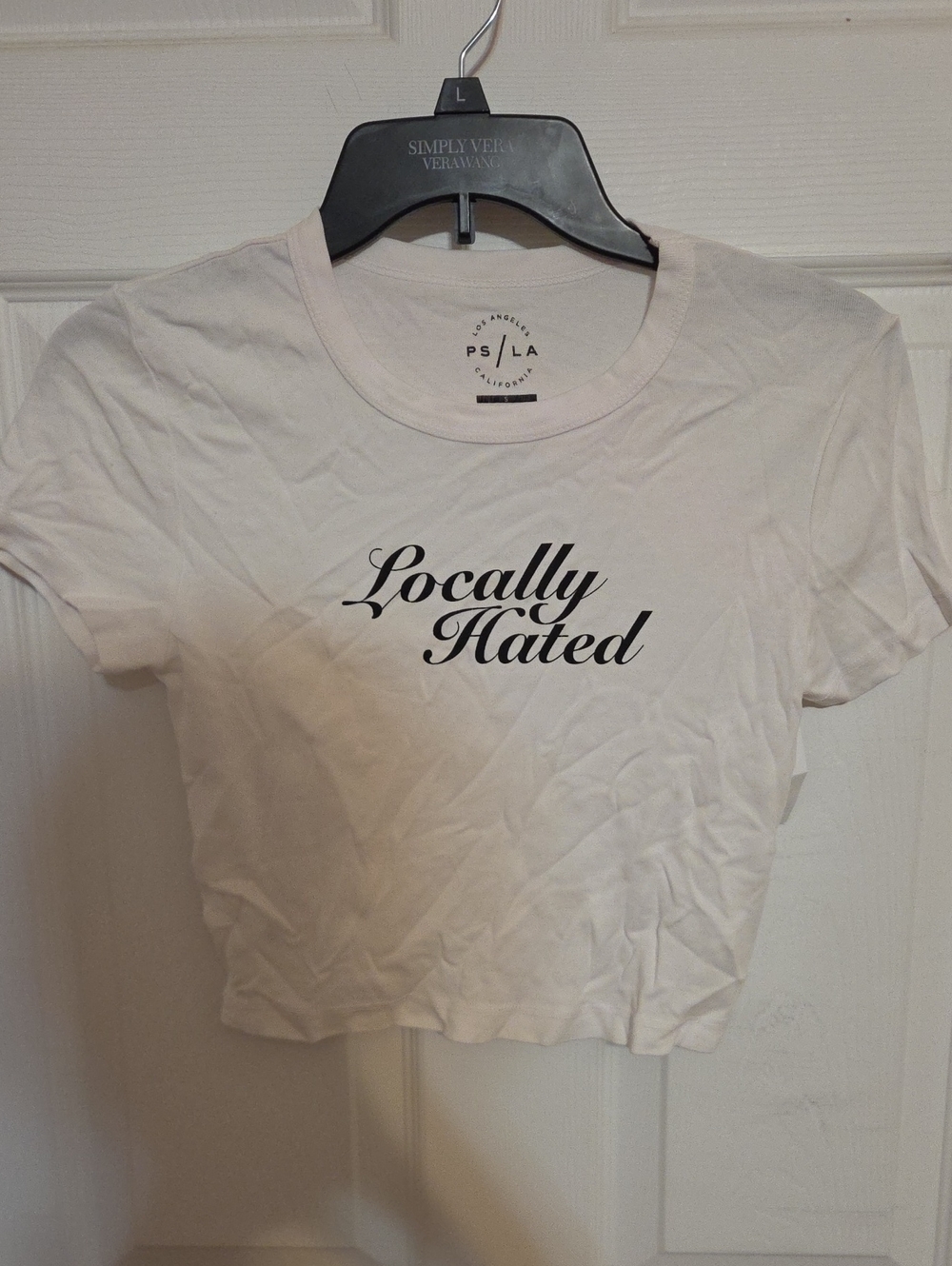 PacSun White "Locally Hated" Crop Tee